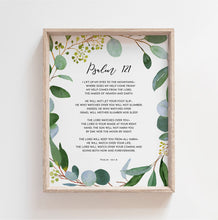 Load image into Gallery viewer, Psalm 121 I Lift Up My Eyes Art Print, Greenery Scripture

