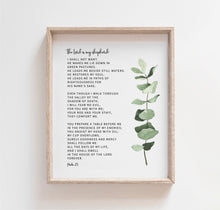 Load image into Gallery viewer, Psalm 23 Bible Verse Art Print, Greenery Scripture
