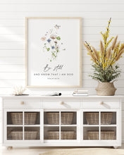Load image into Gallery viewer, Psalm 46:10 Be Still Art Print, Floral Scripture
