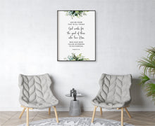 Load image into Gallery viewer, Romans 8:28 God Works For The Good Art Print, Greenery Scripture
