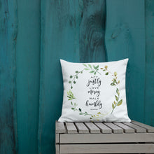 Load image into Gallery viewer, Act Justly Love Mercy Premium Linen Style Pillow, Greenery
