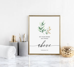 Colossians 3:2 Printables, Greenery Scripture