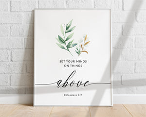Colossians 3:2 Printables, Greenery Scripture