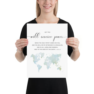 Acts 1:8 Will Receive Power Art Print, Scripture Colors In Nature