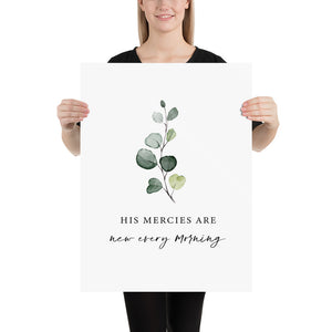 Lamentations 3:23 New Every Morning Art Print, Greenery Scripture