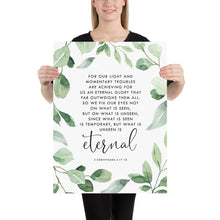 Load image into Gallery viewer, 2 Corinthians 4:17-18 Art Print, Greenery Scripture
