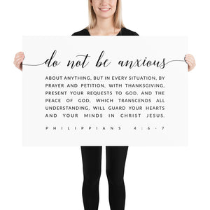 Philippians 4:6-7 Do Not Be Anxious Art Print, Modern Scripture