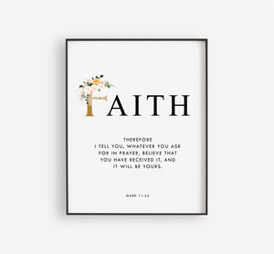 Faith Hope Love a Set of 3 Printables, Gold Scripture