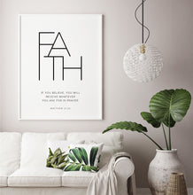 Load image into Gallery viewer, Faith Hope Love a Set of 3 Minimalist Printables, Modern Scripture
