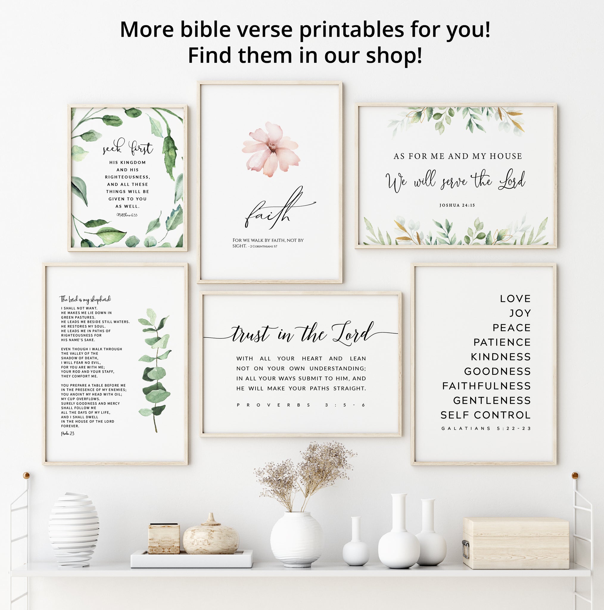 Set Of 6 Nursery Printable Bible Verse Wall Art, Pink Gold Nursery