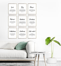 Load image into Gallery viewer, Set of 9 Fruit of the Spirit, Galatians 5:22-23 Printables, Modern Scripture
