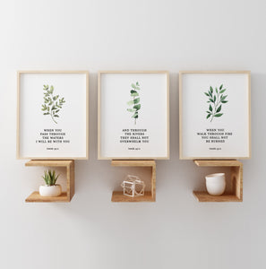 Isaiah 43:2 I will Be With You Printables, Greenery Scripture