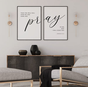 Jeremiah 29:11 Pray to me black frame set2