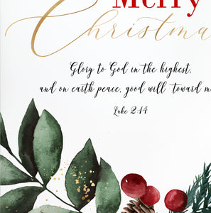 Luke 2:14 Glory To God Printables, Christmas Scripture