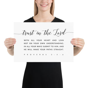 Proverbs 3:5-6 Trust In The Lord Art Print, Modern Scripture