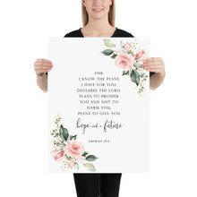 Load image into Gallery viewer, Jeremiah 29:11 Hope And A Future Mailed Print, Floral Scripture
