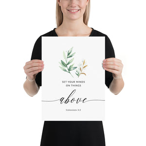 Colossians 3:2 Art Print, Greenery Scripture