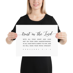 Proverbs 3:5-6 Trust In The Lord Art Print, Modern Scripture