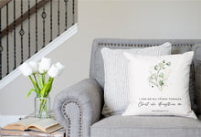 Load image into Gallery viewer, I Can Do All Things Premium Linen Style Pillow, Greenery
