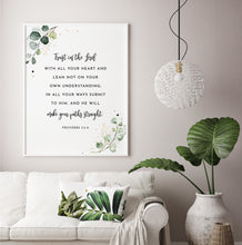 Load image into Gallery viewer, Proverbs 3:5-6 Trust In The Lord Bible Verse Printables, Wedding Greenery Scripture
