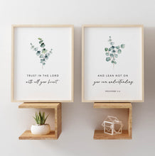 Load image into Gallery viewer, Proverbs 3:5 Trust In The Lord Set of 2 Printables, Greenery Scripture
