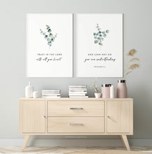 Load image into Gallery viewer, Proverbs 3:5 Trust In The Lord Set of 2 Printables, Greenery Scripture
