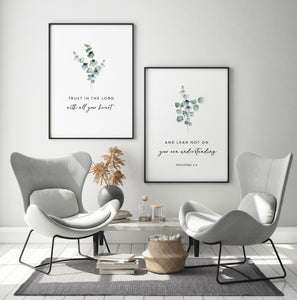 Proverbs 3:5 Trust In The Lord Set of 2 Printables, Greenery Scripture