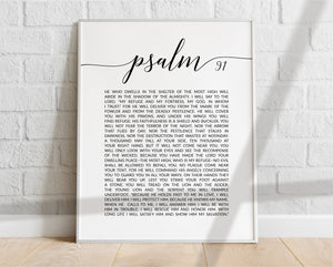 Psalm 91 My Refuge My Fortress Art Print, Modern Scripture