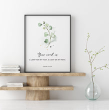 Load image into Gallery viewer, Psalm 119:105 Your Word Bible Verse Printables, Greenery Scripture
