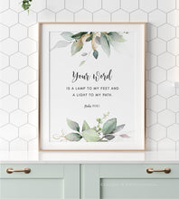 Load image into Gallery viewer, Psalm 119:105 Your Word is a Lamp Printables, Greenery Scripture
