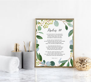 Psalm 121 I Lift Up My Eyes Printables, Greenery Scripture