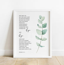 Load image into Gallery viewer, Romans 5:3-5 Perseverance Hope Printables, Greenery Scripture

