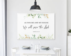 Joshua 24:15 Serve the Lord Mailed Print, Greenery Scripture