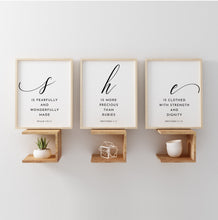 Load image into Gallery viewer, She Is Set of 3 Nursery Printables, Modern Scripture
