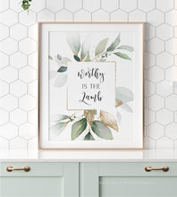 Load image into Gallery viewer, Easter Wall Art, Worthy Is The Lamb Printables, Greenery Scripture
